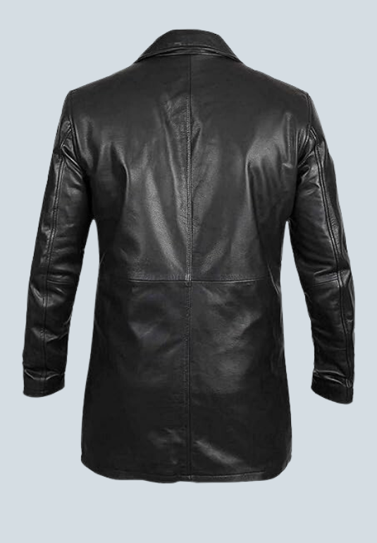 Brian Black Long Leather Coat